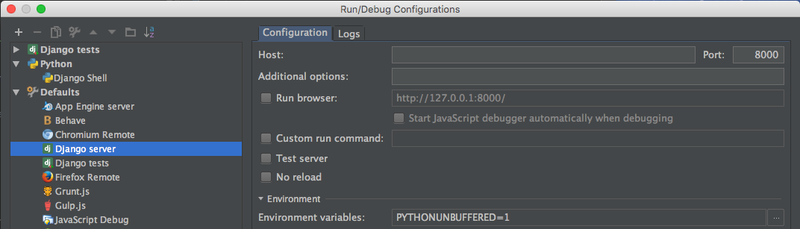 PyCharm Debug Configuration